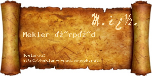 Mekler Árpád névjegykártya